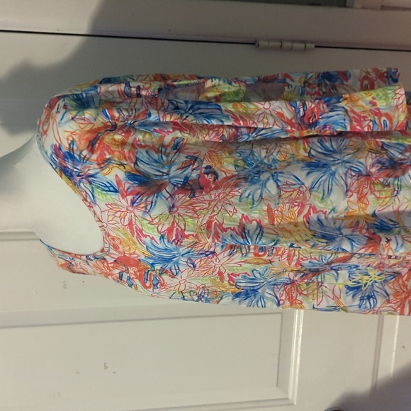Lulu B Swim Pool Beach Cover Up Top Semi Sheer Colorful Lightweight XL - Picture 2 of 10